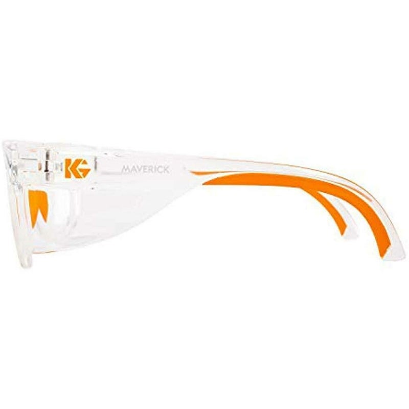 KleenGuardâ„¢ V30 Maverick Eye Protection (49301), with KleenVisionâ„¢ Anti-Fog Coating, Clear Lenses Lenses, Clear Frame with Orange Tips (Qty 1) - Image 2